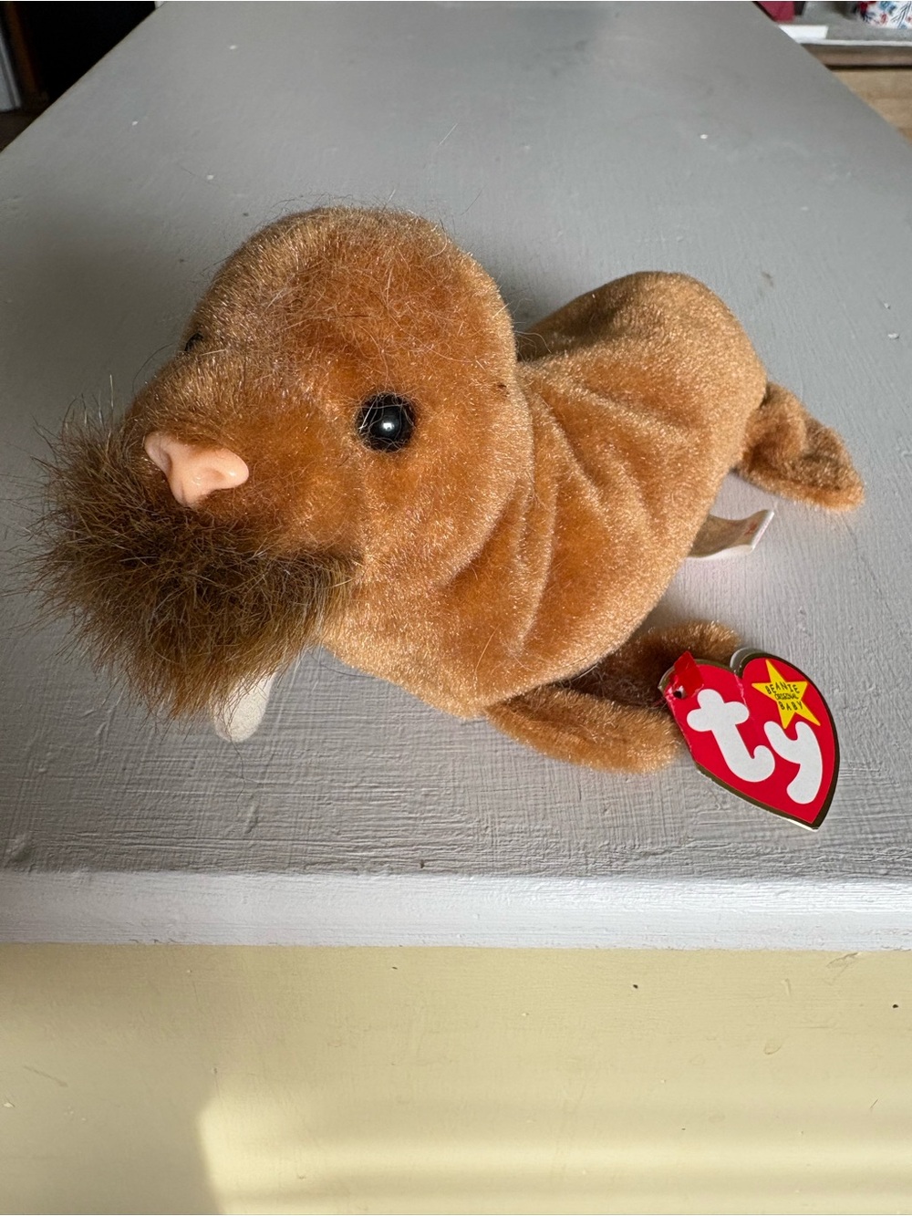 Ty Brown Walrus Plush with Fuzzy Mustache